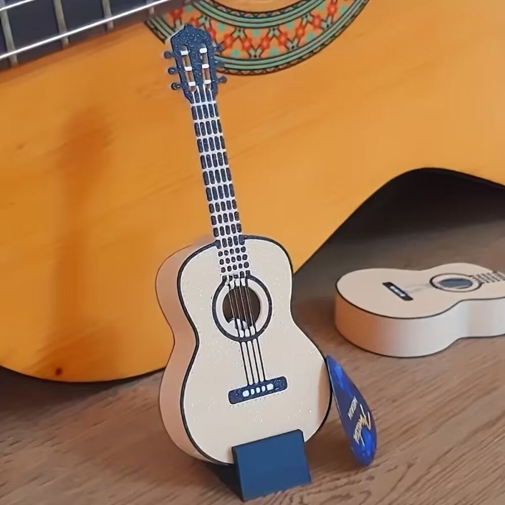 Mini Guitar Model with Miniature Pick Storage Box,  - Holder Only